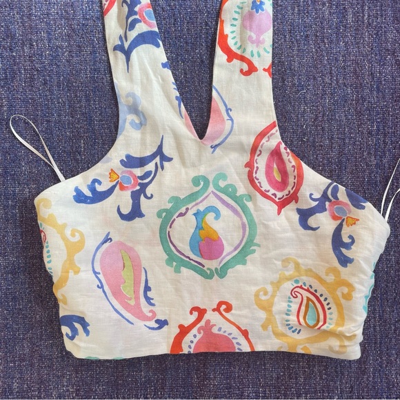 Zara Paisley Halter Tie Crop Top - Picture 6 of 8